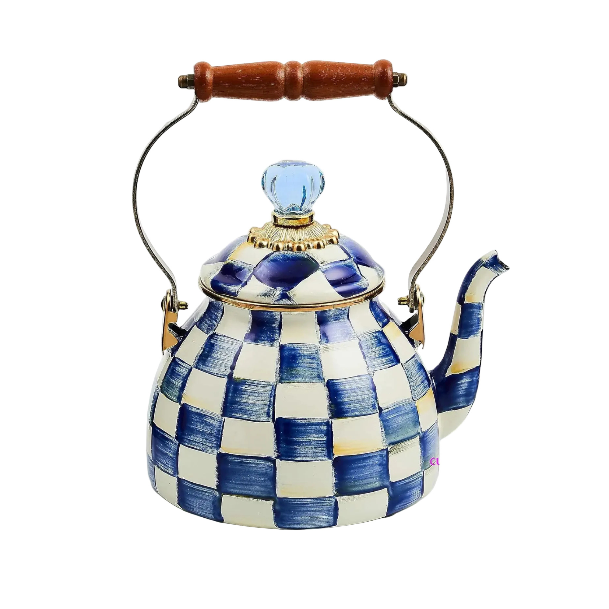 Blue & White Enamel Tea Kettle