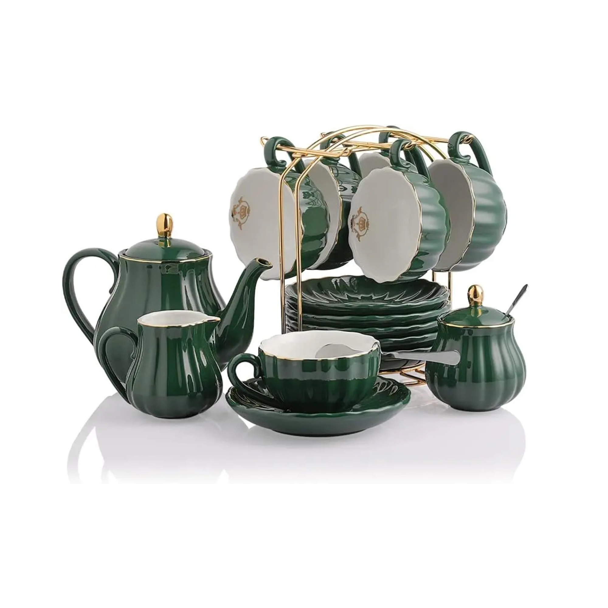 Elegant Porcelain Tea Set with Accessories