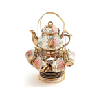 Gold Rose Ceramic Tea Set (6 Cups)
