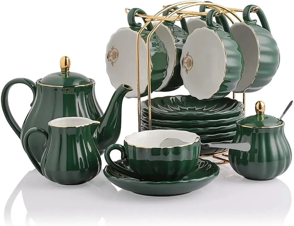 Elegant Porcelain Tea Set with Accessories