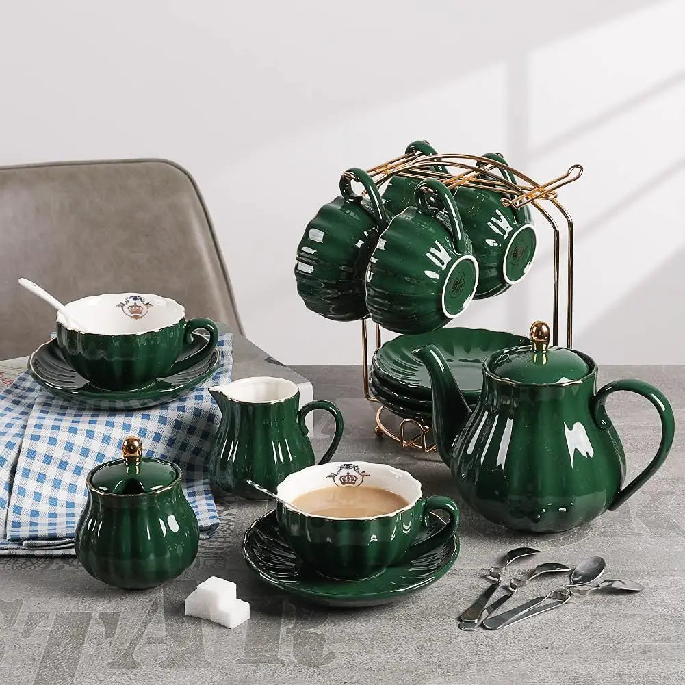 Elegant Porcelain Tea Set with Accessories