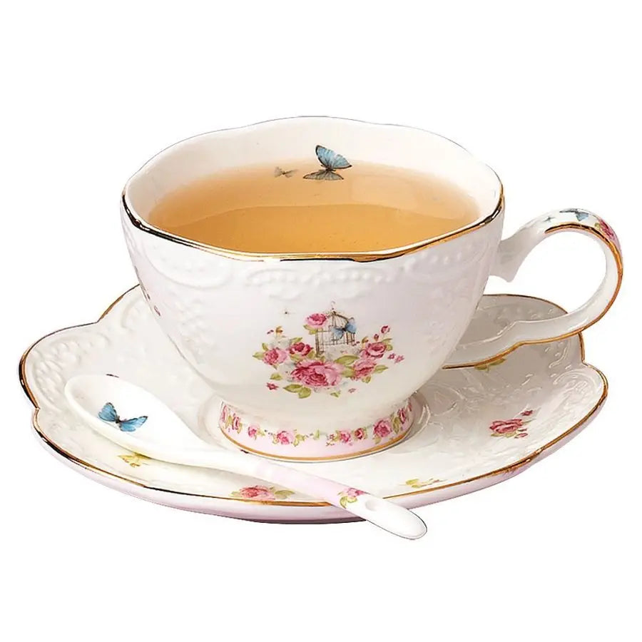 Vintage Flower Porcelain Tea Set (16pcs)