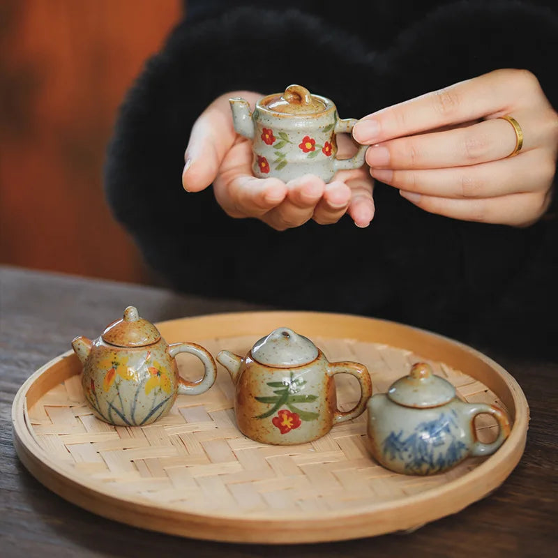 Hand-Painted Ceramic Mini Teapot