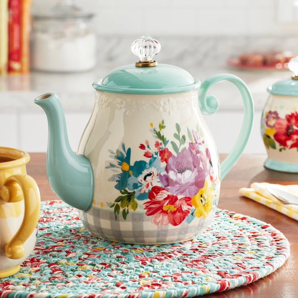 Vintage Floral Ceramic Teapot