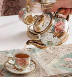 Gold Rose Ceramic Tea Set (6 Cups)