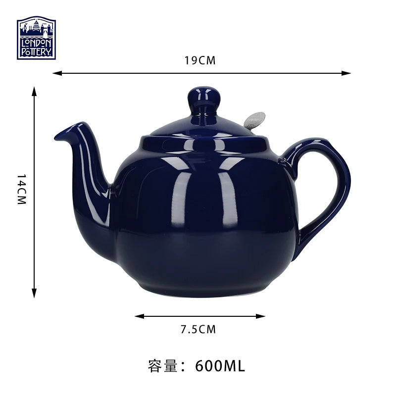 Cobalt Blue Ceramic Matcha Teapot 600ml