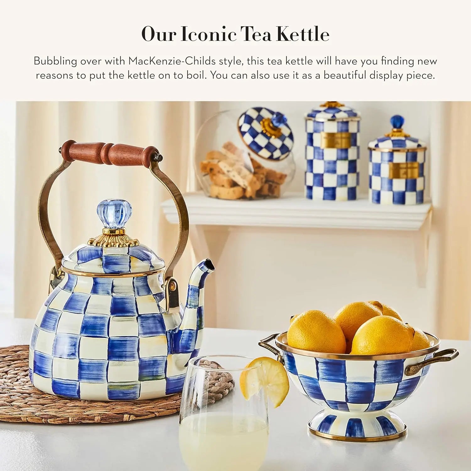 Blue & White Enamel Tea Kettle