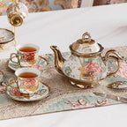 Gold Rose Ceramic Tea Set (6 Cups)