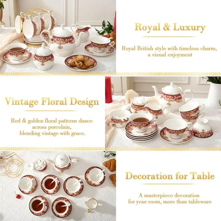 Royal Vintage Porcelain Tea Set (22pcs)