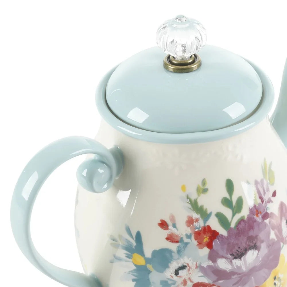Vintage Floral Ceramic Teapot