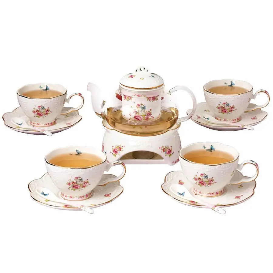 Vintage Flower Porcelain Tea Set (16pcs)