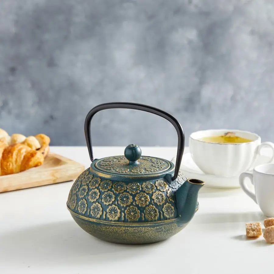 Sage Green Cast Iron Tea Kettle