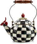 Black & White Enamel Whistling Tea Kettle