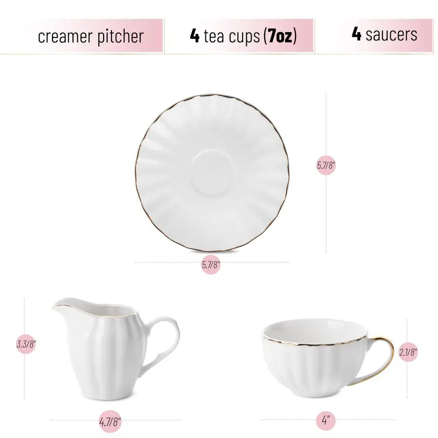 Classic Porcelain Tea Set with Infuser (13pcs)