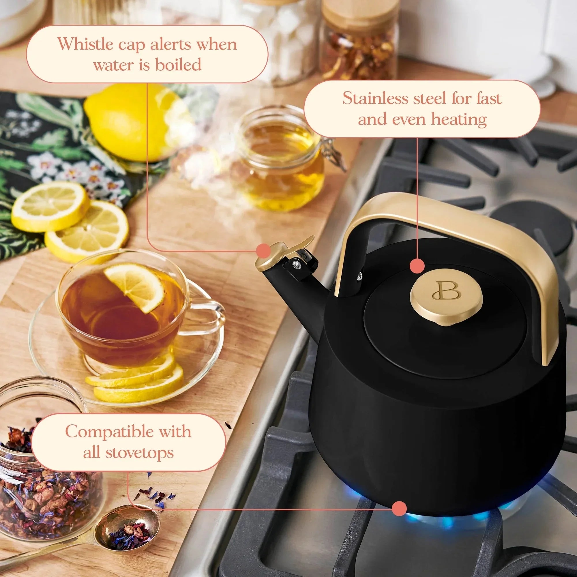 Black Sesame Ceramic Tea Kettle 1.8L