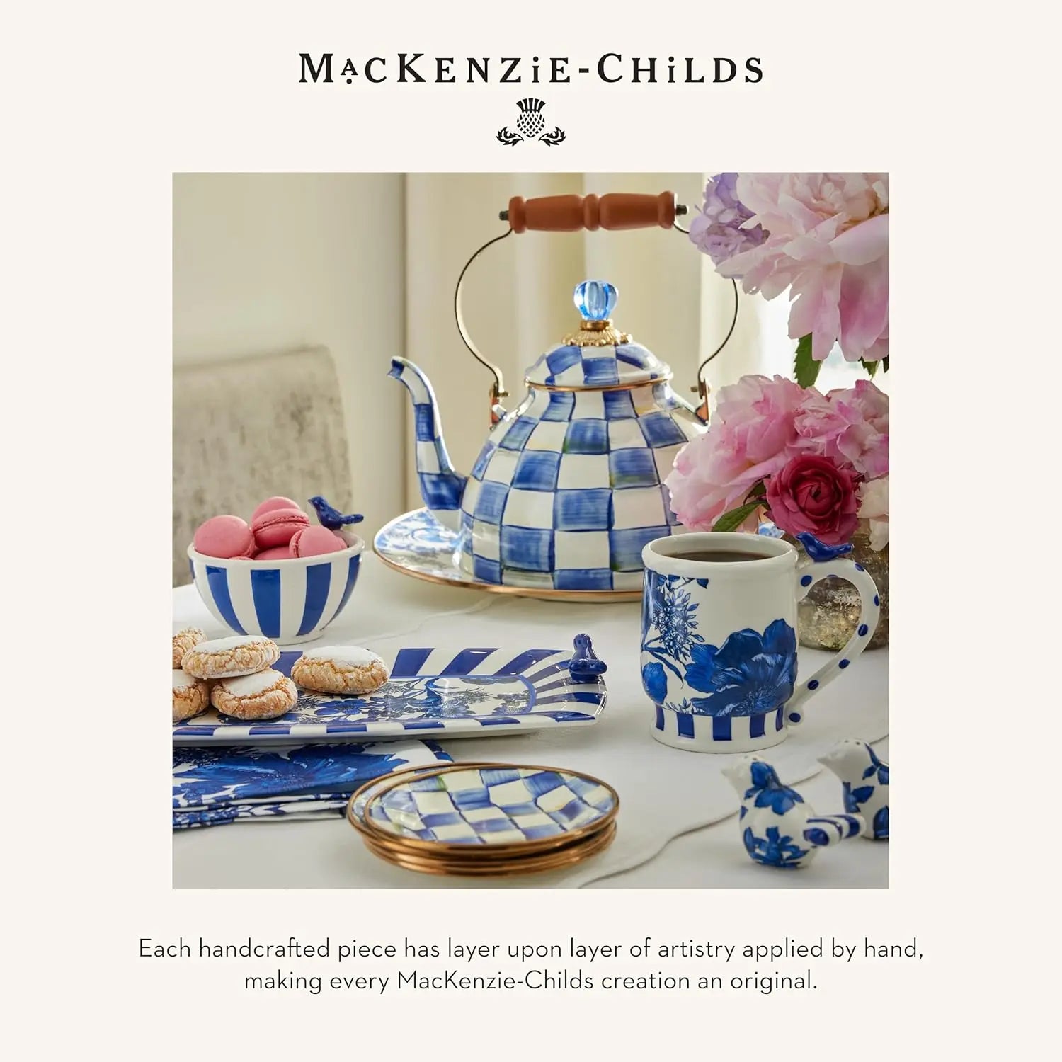 Blue & White Enamel Tea Kettle