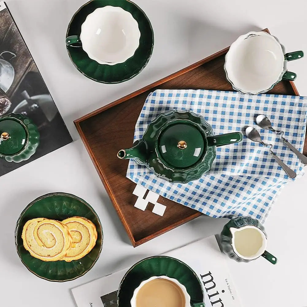 Elegant Porcelain Tea Set with Accessories