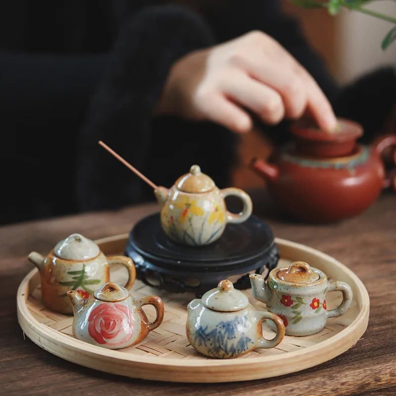 Hand-Painted Ceramic Mini Teapot