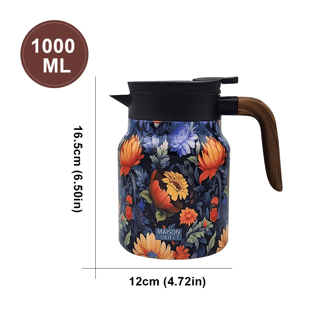 Vintage Floral Stainless Tea Kettle 1000ml