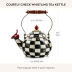 Black & White Enamel Whistling Tea Kettle