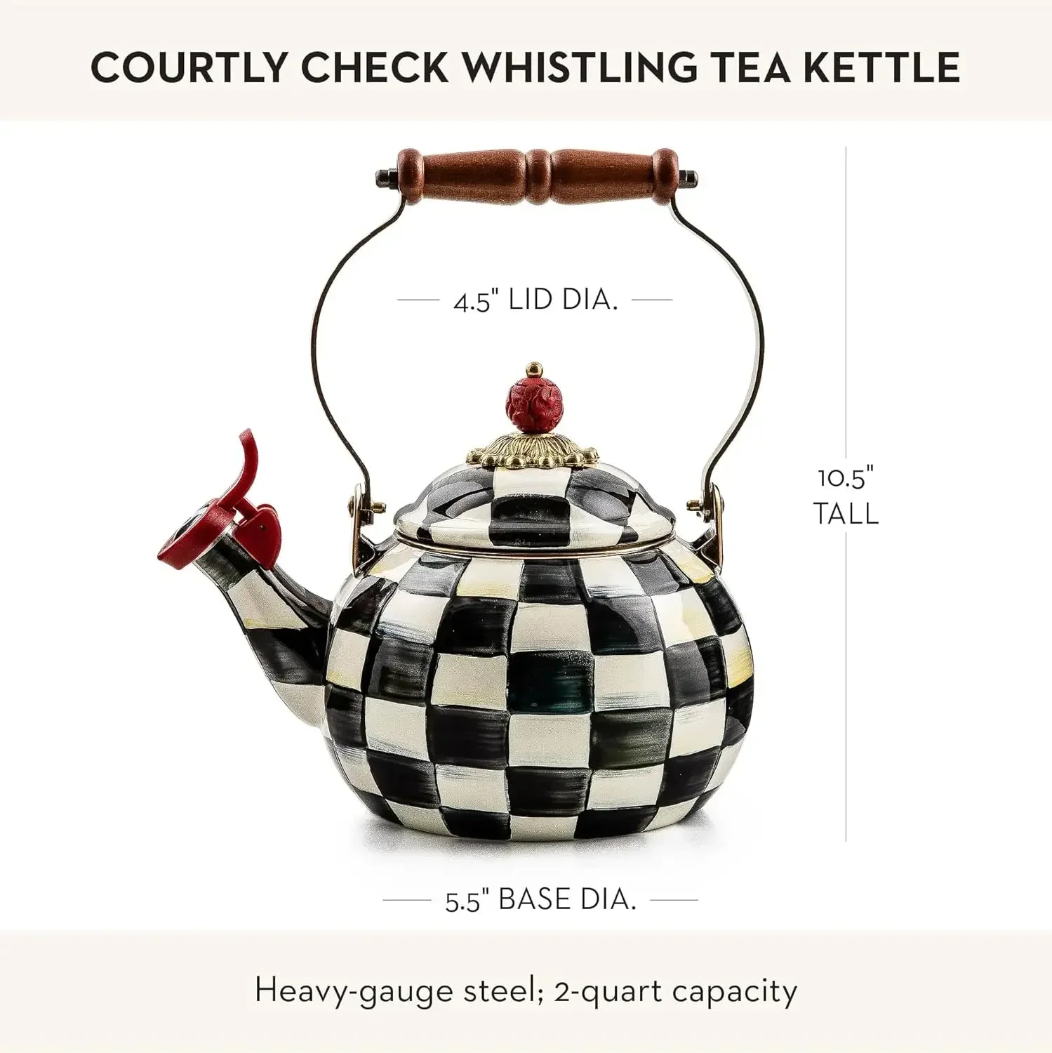 Black & White Enamel Whistling Tea Kettle
