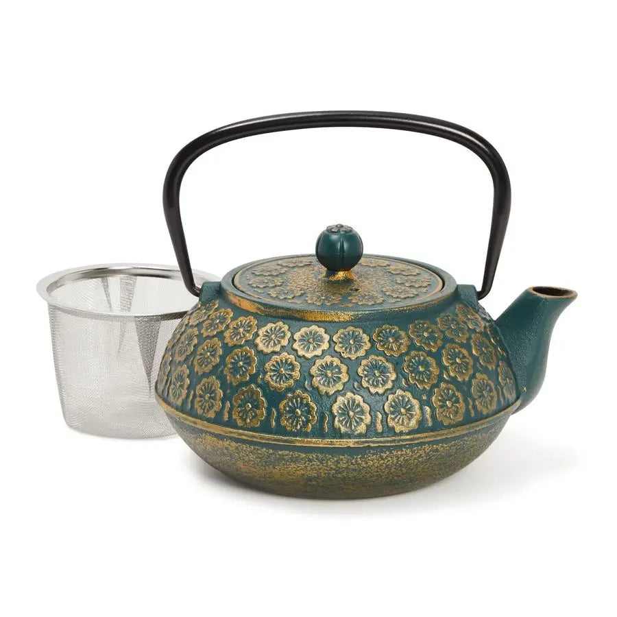 Sage Green Cast Iron Tea Kettle