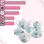 Pastel Blue Floral Tea Set (13pcs)