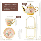Porcelain Tea Set with Metal Holder