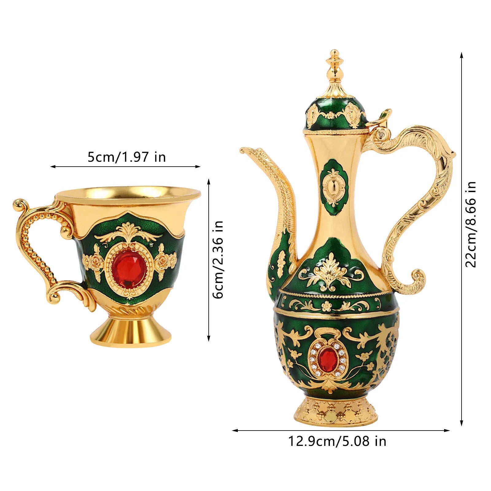Vintage Turkish Tea Set with 6 Cups