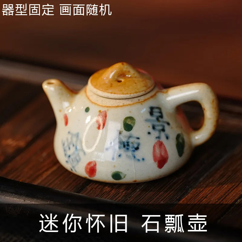 Hand-Painted Ceramic Mini Teapot