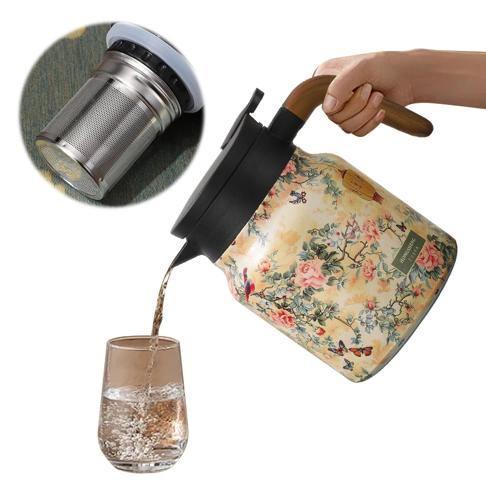 Floral Stainless Steel Tea Kettle 1000ml