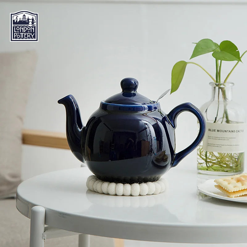 Cobalt Blue Ceramic Matcha Teapot 600ml