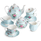 Pastel Blue Floral Tea Set (13pcs)