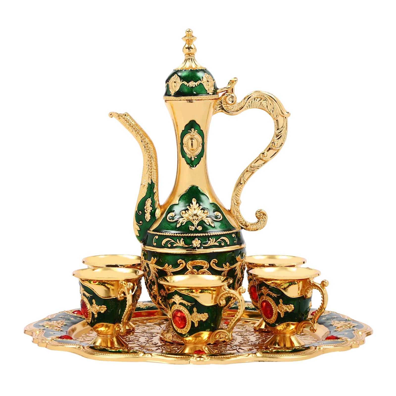 Vintage Turkish Tea Set with 6 Cups