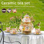 Porcelain Tea Set with Metal Holder