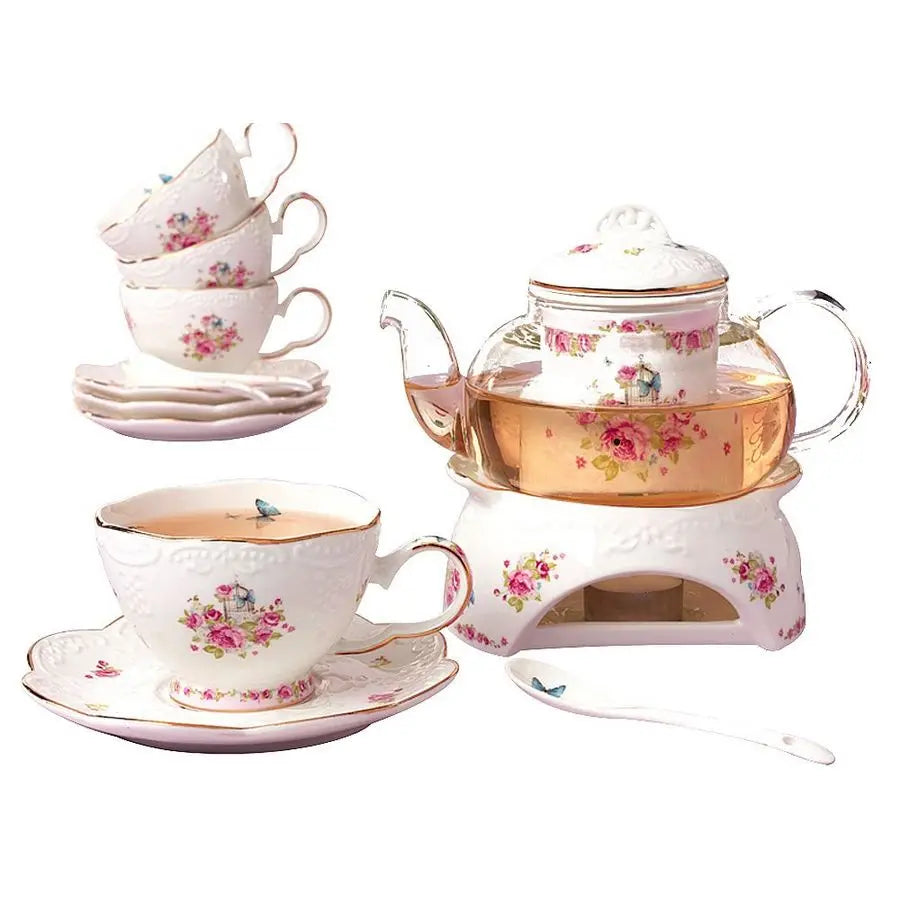Vintage Flower Porcelain Tea Set (16pcs)