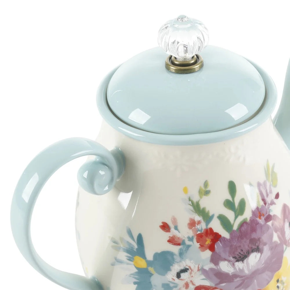 Vintage Floral Ceramic Teapot