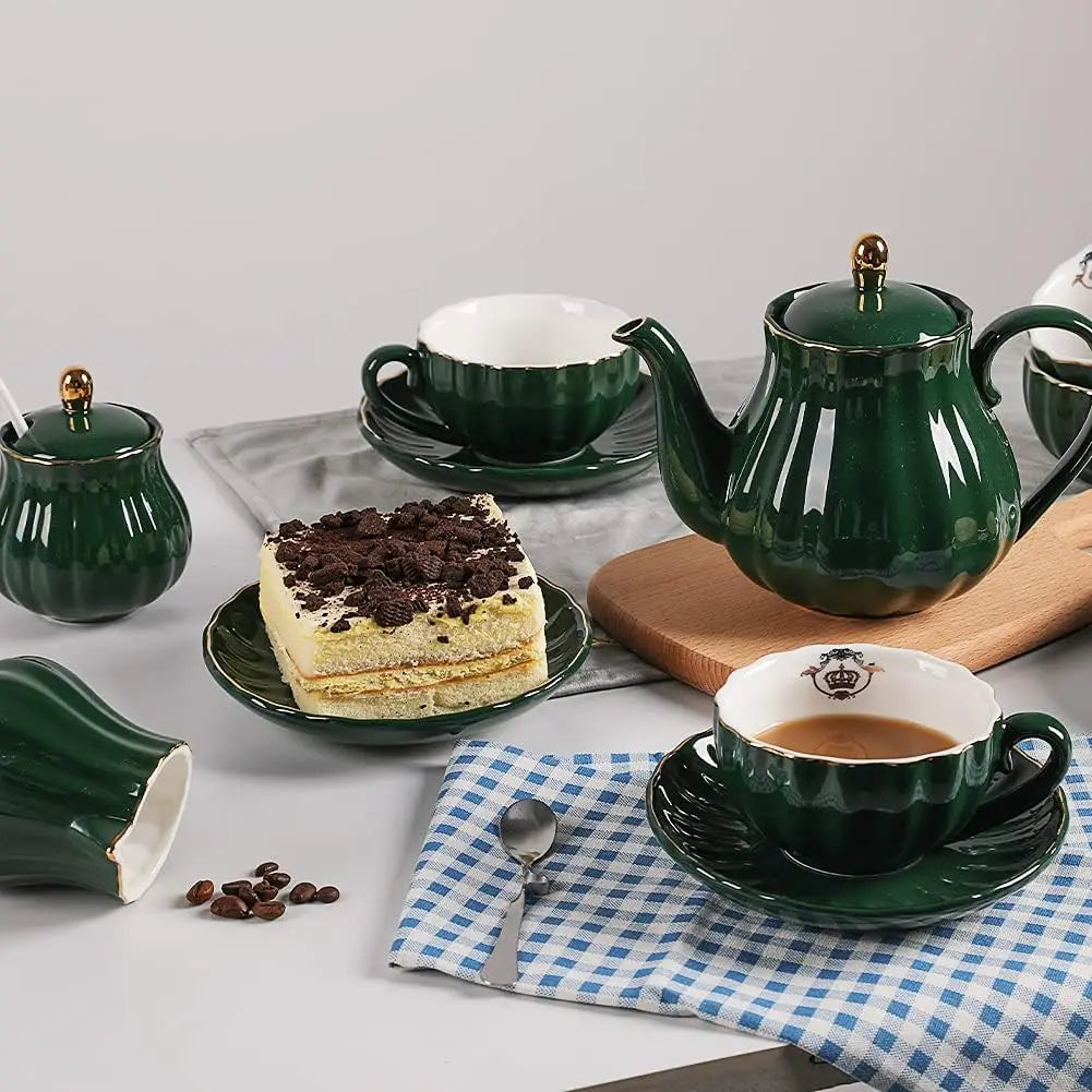 Elegant Porcelain Tea Set with Accessories